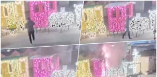 Muškarac zapalio novogodišnju dekoraciju ispred gradske kuće u Novom Sadu: Kamere zabeležile incident